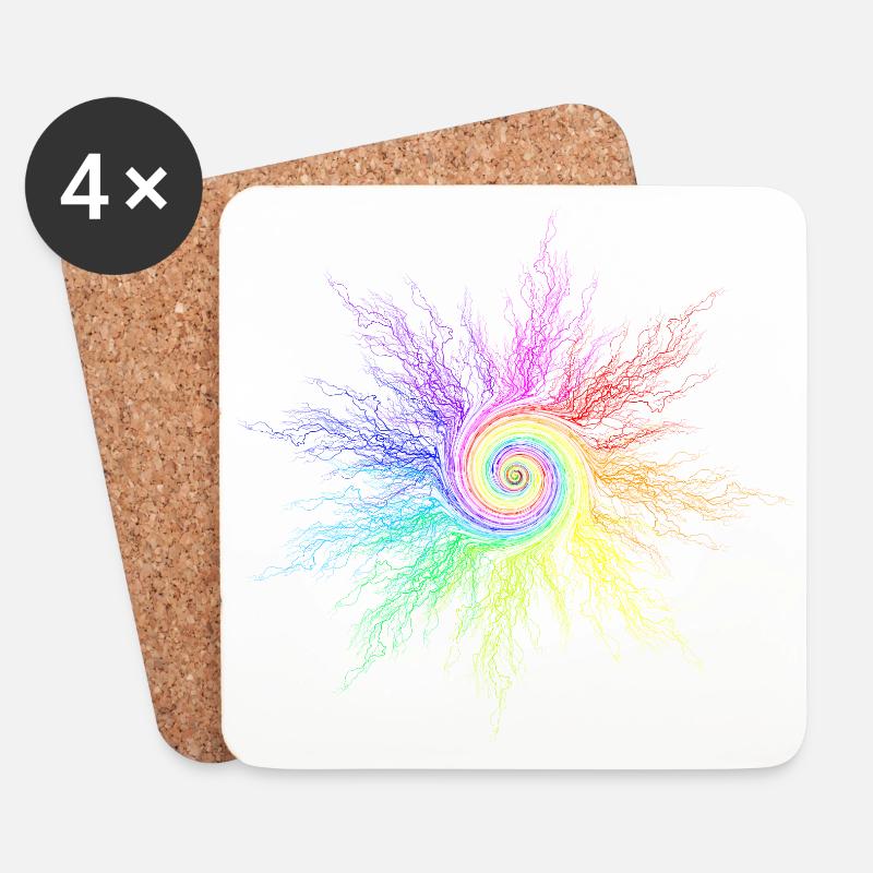 RainbowCircleTwirl - Untersetzer (4er-Set) - Weiß