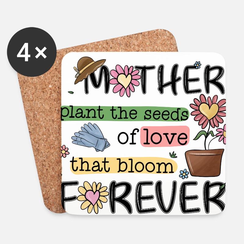 Mama Geschenkidee Garten Liebe - Untersetzer (4er-Set) - Weiß