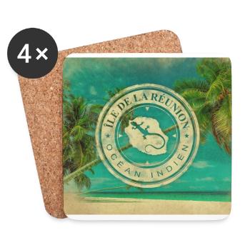 Ile de la Reunion - Ancien - Dessous de verre (lot de 4) - blanc - Devant