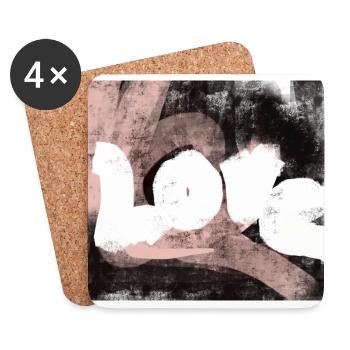 Love Love Design Abstract Modern - Coasters (set of 4) - white - Front