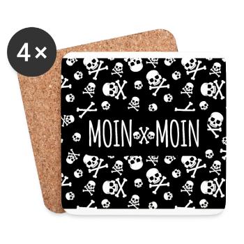 Moin Moin Totenkopf Muster Knochen - Untersetzer (4er-Set) - Weiß - Vorne