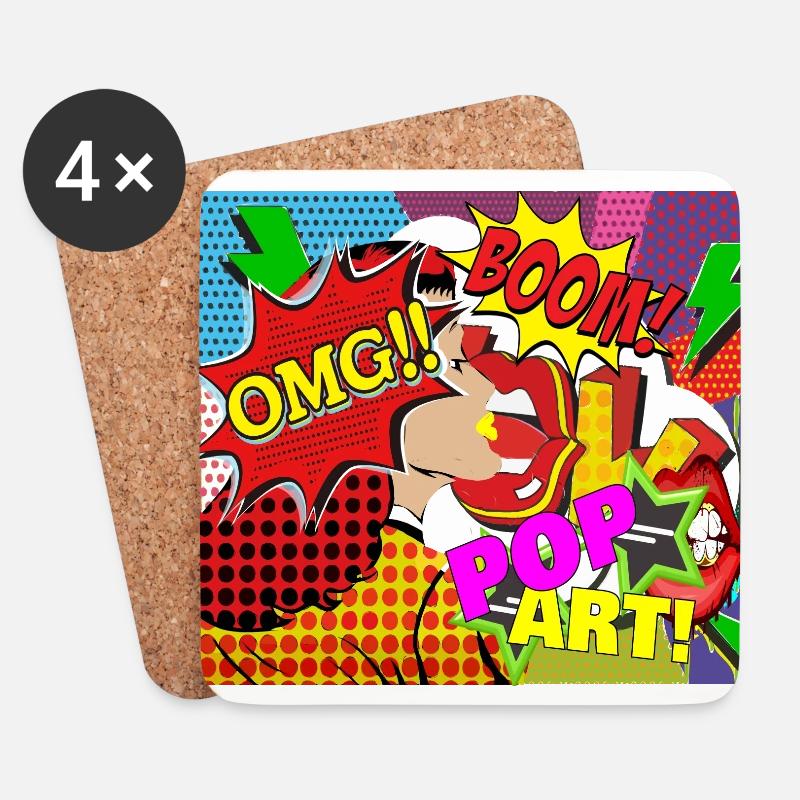 Pop Art - Untersetzer (4er-Set) - Weiß