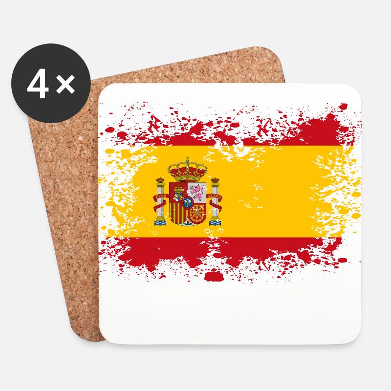 Spanien Flagge Flecken klecksen Geschenkidee - Untersetzer (4er-Set) - Weiß