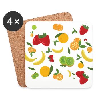 Fruits & Fruits - Strawberry and Banana - Coasters (set of 4) - white - Front