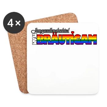TEAM:BRÄUTIGAM (Pride-Version) - Untersetzer (4er-Set) - Weiß - Vorne