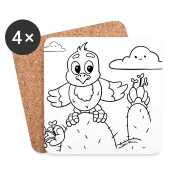 Design pour les créatifs : Coloriage Vulture - Dessous de verre (lot de 4) - blanc - Devant