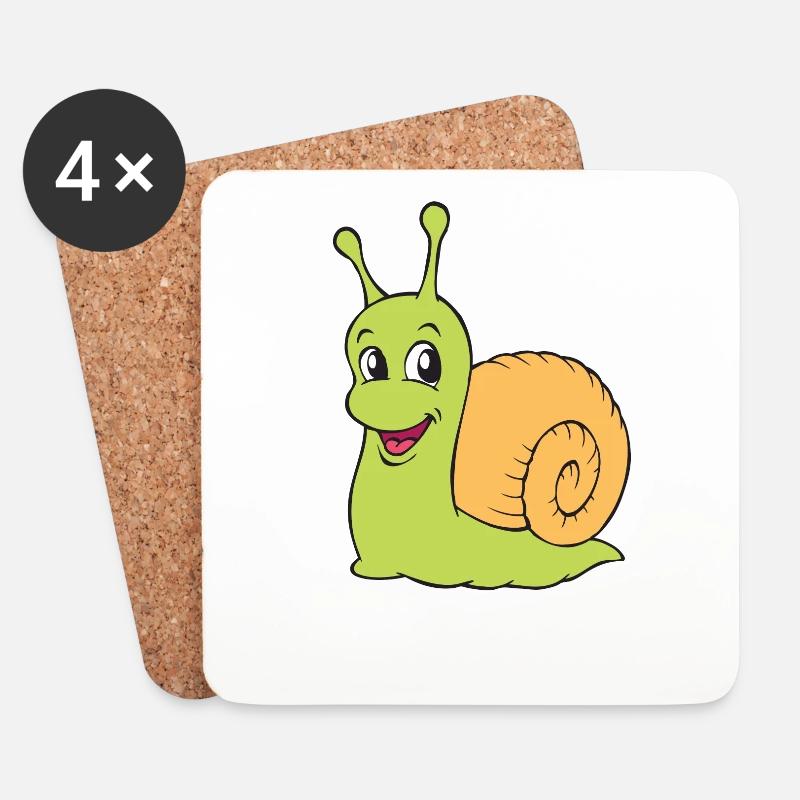 Schnecke - Weinbergschnecke - Untersetzer (4er-Set) - Weiß