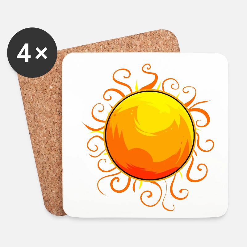 Sonne - Untersetzer (4er-Set) - Weiß
