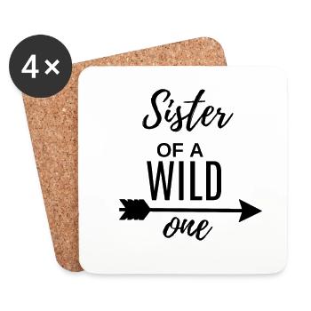 Wild Große Schwester Familie Spruch Geschwister - Untersetzer (4er-Set) - Weiß - Vorne