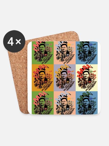 1. Mai DDR Pop Art - Untersetzer (4er-Set) - Weiß