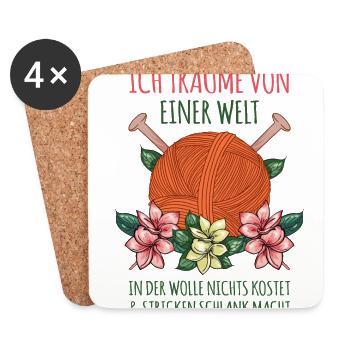 Stricken Häkeln Näherin Wolle Hobby - Untersetzer (4er-Set) - Weiß - Vorne