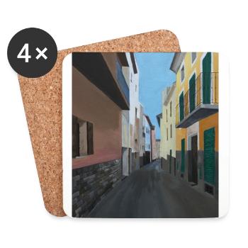 Malta Gasse Acrylmalerei - Untersetzer (4er-Set) - Weiß - Vorne