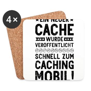 Geocaching Geocacher Cache Veröffentlicht Geocache - Untersetzer (4er-Set) - Weiß - Vorne