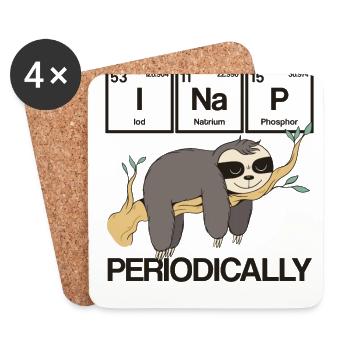 Periodic Table I Nap Periodic Sloth Geek - Coasters (set of 4) - white - Front