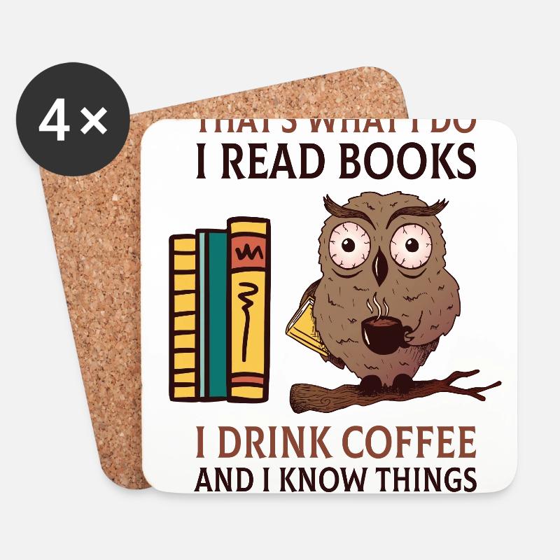 Das ist es, was ich tue Ich lese Bücher Ich trinke - Untersetzer (4er-Set) - Weiß