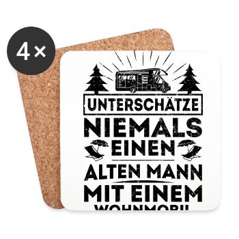 Alter Mann mit Wohnmobil Camping Camper Opa Camp - Untersetzer (4er-Set) - Weiß - Vorne