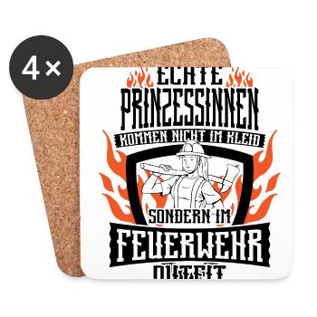 Feuerwehrfrau Freiwillige Feuerwehr Ehrenamt - Untersetzer (4er-Set) - Weiß - Vorne
