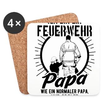 Feuerwehr Papa Feuerwehrmann Firefighter Vatertag - Untersetzer (4er-Set) - Weiß - Vorne