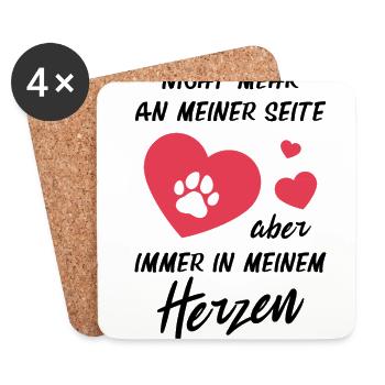 Hundehalter Immer in Meinem Herzen Hundeliebhaber - Untersetzer (4er-Set) - Weiß - Vorne