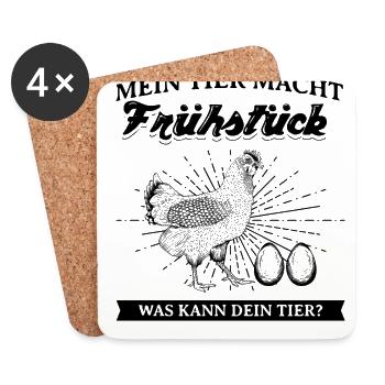 Mein Tier macht Frühstück Hühner Huhn Ei Landwirt - Untersetzer (4er-Set) - Weiß - Vorne