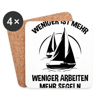 Kapitän Weniger Arbeiten Ist Mehr Segeln Boot Skip - Untersetzer (4er-Set) - Weiß - Vorne