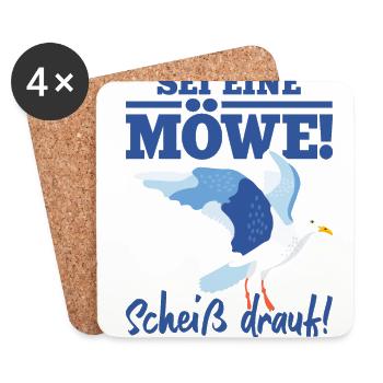 Ostsee Sei Eine Möwe Scheiß Drauf Moin Urlaub Küst - Untersetzer (4er-Set) - Weiß - Vorne