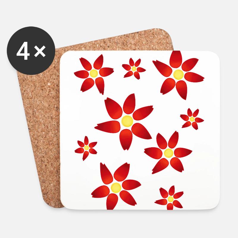 Blumen, Blüten - Untersetzer (4er-Set) - Weiß
