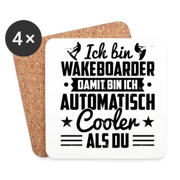 Wakeboard Ich Bin Wakeboarder Damit Bin Ich Cooler - Untersetzer (4er-Set) - Weiß - Vorne