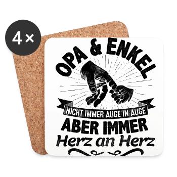 Opa Und Enkel Nicht Immer Auge an Auge Aber Herz A - Untersetzer (4er-Set) - Weiß - Vorne