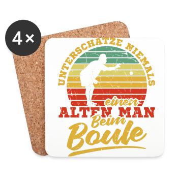 Unterschätze Niemals einen Alten Mann Beim Boule P - Untersetzer (4er-Set) - Weiß - Vorne