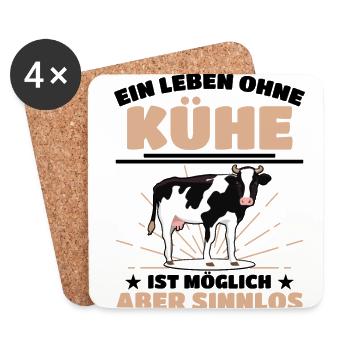 Ein Leben Ohne Kühe Ist Möglich Aber Sinnlos Kuh K - Untersetzer (4er-Set) - Weiß - Vorne