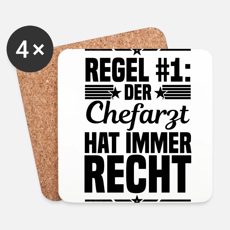 Regel Nummer Eins Der Chefarzt Hat Immer Recht Dok - Untersetzer (4er-Set) - Weiß