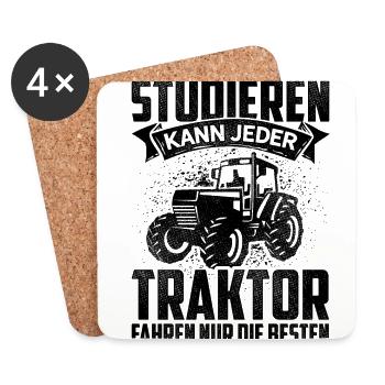 Studieren Kann Jeder Traktor Fahren Nur Die Besten - Untersetzer (4er-Set) - Weiß - Vorne