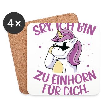 Sorry Ich Bin Zu Einhorn Für Dich Regenbogen Glitz - Untersetzer (4er-Set) - Weiß - Vorne