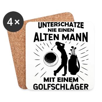 Unterschätze Niemals Einen Alten Mann Mit Einem Go - Untersetzer (4er-Set) - Weiß - Vorne