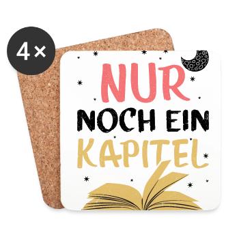 Nur Noch Ein Kapitel Bücherwurm Lesen Roman Lektür - Untersetzer (4er-Set) - Weiß - Vorne