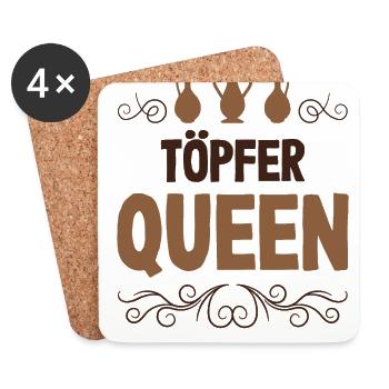 Töpfer Queen Töpferei Keramikarbeit Ton Töpferwerk - Untersetzer (4er-Set) - Weiß - Vorne