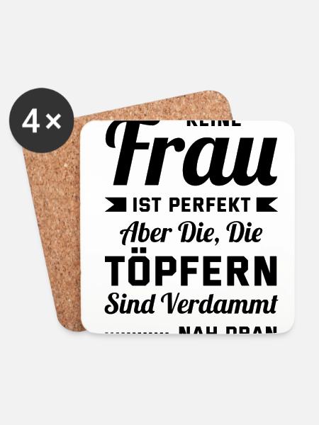 Keine Frau Ist Perfekt Aber Die Die Töpfern Sind V - Untersetzer (4er-Set) - Weiß