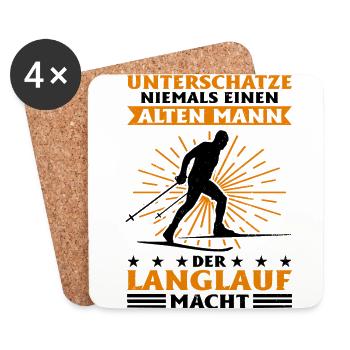 Unterschätze Niemals Einen Alten Mann Der Langlauf - Untersetzer (4er-Set) - Weiß - Vorne