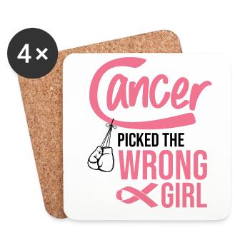 Cancer Picked The Wrong Girl Cancer Survivor Tumor - Untersetzer (4er-Set) - Weiß - Vorne