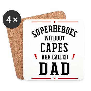 Superheroes Without Capes Are Called Dad Father's - Untersetzer (4er-Set) - Weiß - Vorne