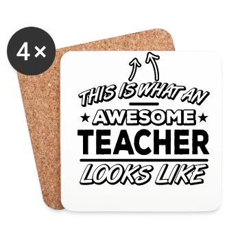This Is What An Awesome Teacher Looks Like Teachin - Untersetzer (4er-Set) - Weiß - Vorne