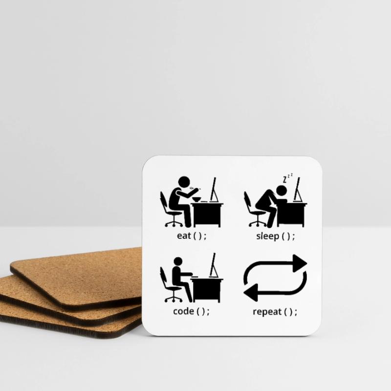 Eat Sleep Code Repeat Coder Programmer Software De Untersetzer (4er-Set)