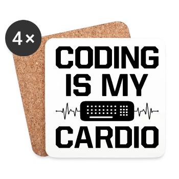 Coding Is My Cardio Programming Coder Computer Gee - Untersetzer (4er-Set) - Weiß - Vorne