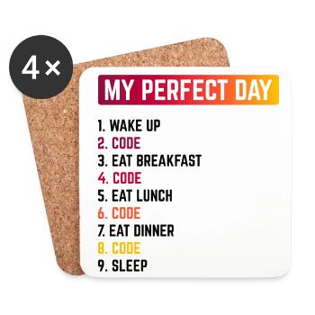 My Perfect Day Wake Up Code Software Developer Pro - Untersetzer (4er-Set) - Weiß - Vorne