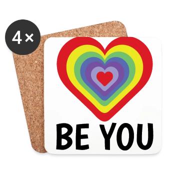 Be You Gay Pride Lgbtq Rainbow Transgender Bisexua - Untersetzer (4er-Set) - Weiß - Vorne