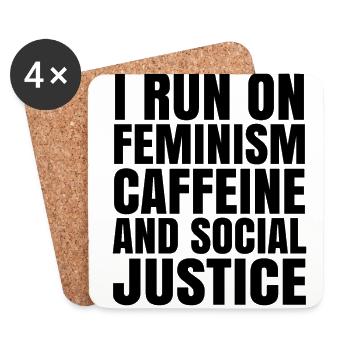 I Run On Feminism Caffeine And Social Justice Gay - Untersetzer (4er-Set) - Weiß - Vorne