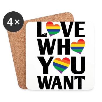 Love Who You Want Lgbtq Diversity Rainbow Pride Ga - Untersetzer (4er-Set) - Weiß - Vorne
