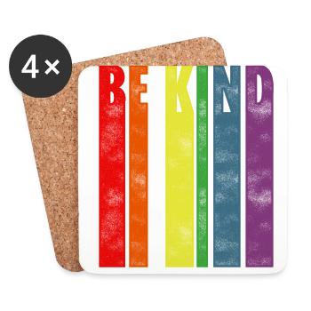 Be Kind Gay Pride Lgbtq Rainbow Transgender Bisexu - Untersetzer (4er-Set) - Weiß - Vorne