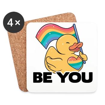 Be You Gay Pride Lgbtq Rainbow Transgender Bisexua - Untersetzer (4er-Set) - Weiß - Vorne